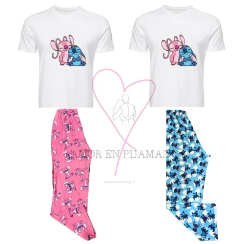 Pijama para parejas de Stictch y Novia- Amor en Pijamas