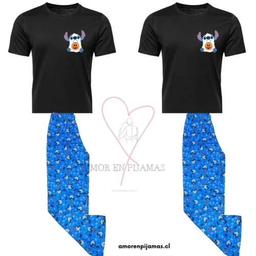 Pijamas Match Halloween Stitch Azul - Amor en Pijamas