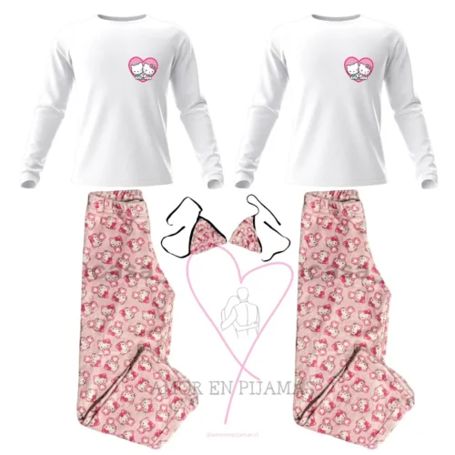 Pijama match Hello Kitty - Amor en Pijamas para parejas