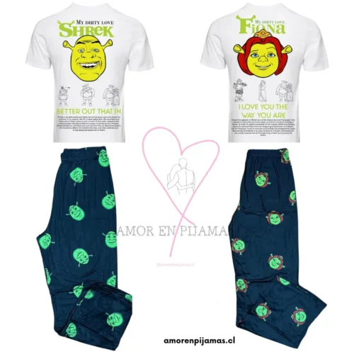 Pijamas Shrek y Fiona - Amor en Pijamas para parejas