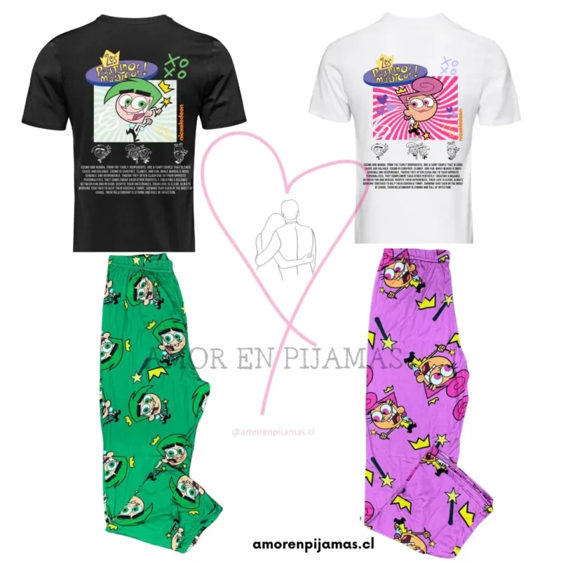 Pijamas Full diseño - Cosmo y Wanda - Pijamas Full diseño - Cosmo y Wanda - Amor en pijama de parejas