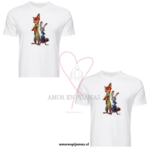 Poleras para Parejas Zootopia - Amor en Pijamas