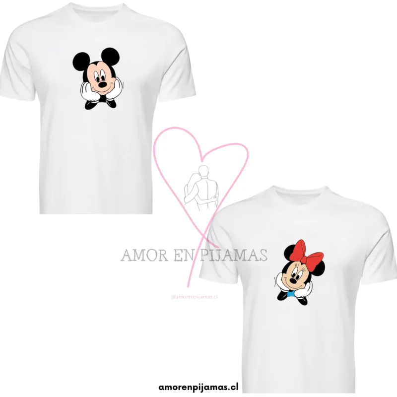 Poleras Mickey y Minnie para parejas - Amor en Pijamas