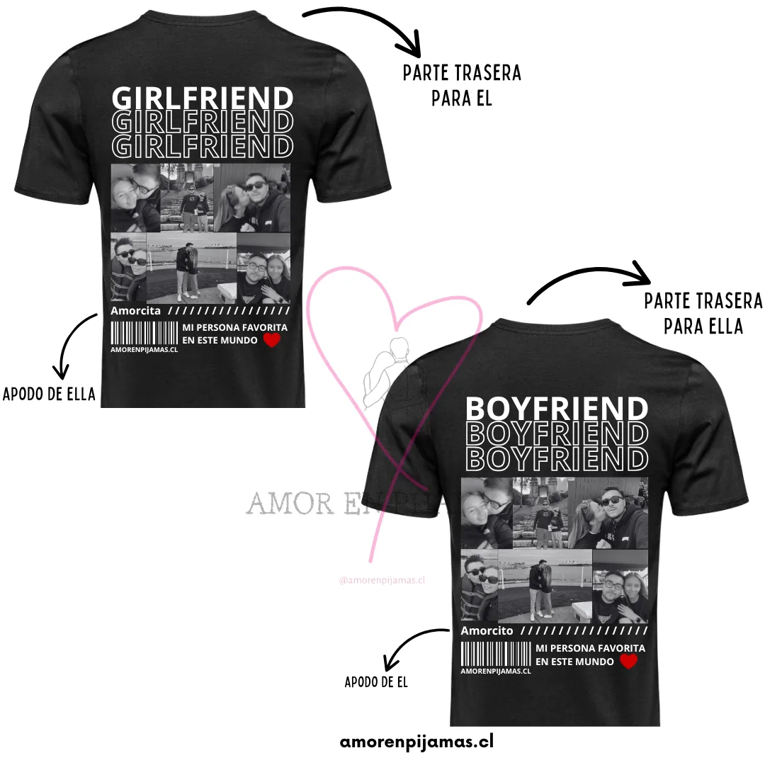 Polera para parejas Personalizadas BoyFriend - Amor en Pijamas Polera para parejas Personalizadas BoyFriend - Amor en Pijamas