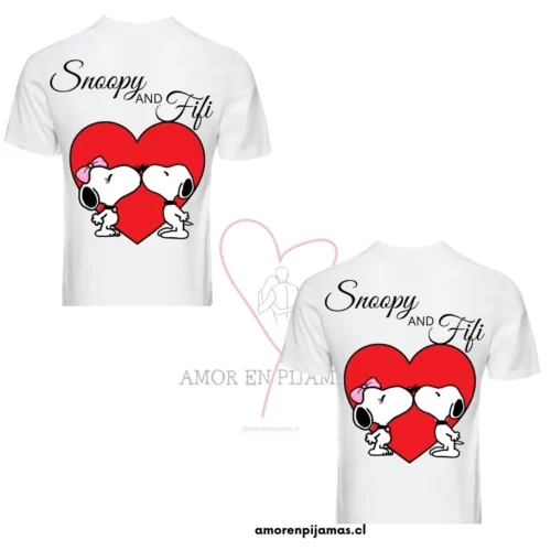 Poleras para parejas Snoopy Rojo - Amor en Pijamas