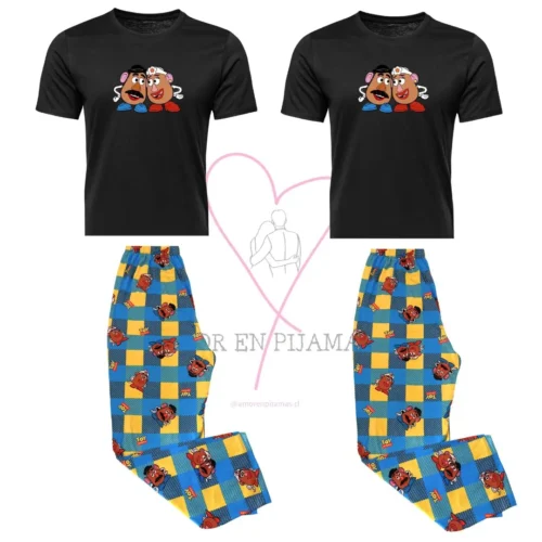 Pijama Señor y Señora Cara de Papa - Amor en Pijamas