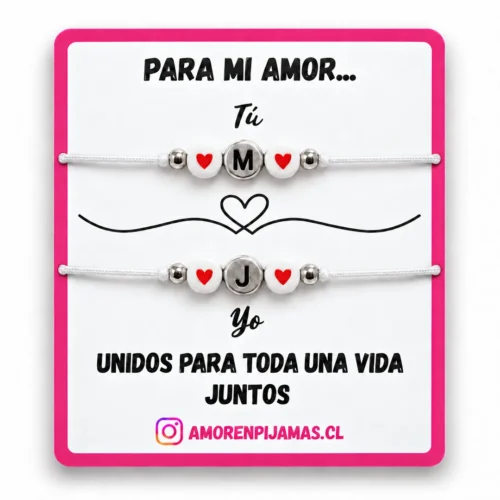 Pulseras para Parejas - Simples con iniciales - Blanco