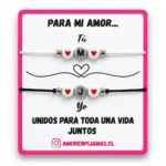 Pulseras para parejas con inicial simples - Blanca y Negra - Amor en pijamas