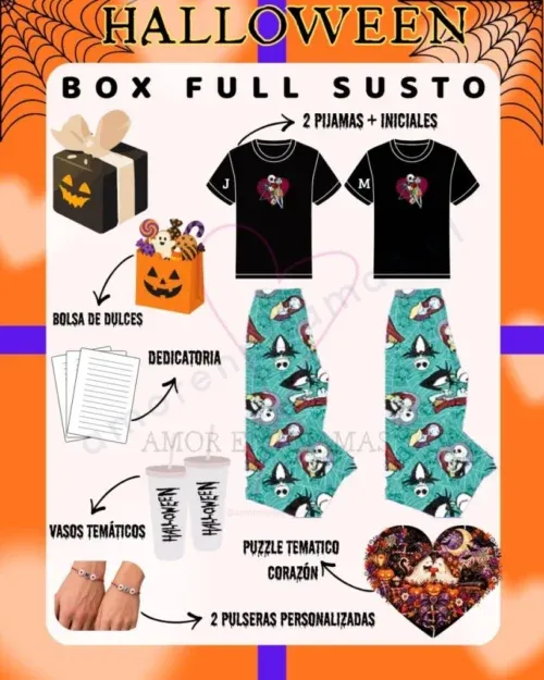 Box Halloween Full Sustos Jack y Sally Verde Halloween - Amor en pijamas